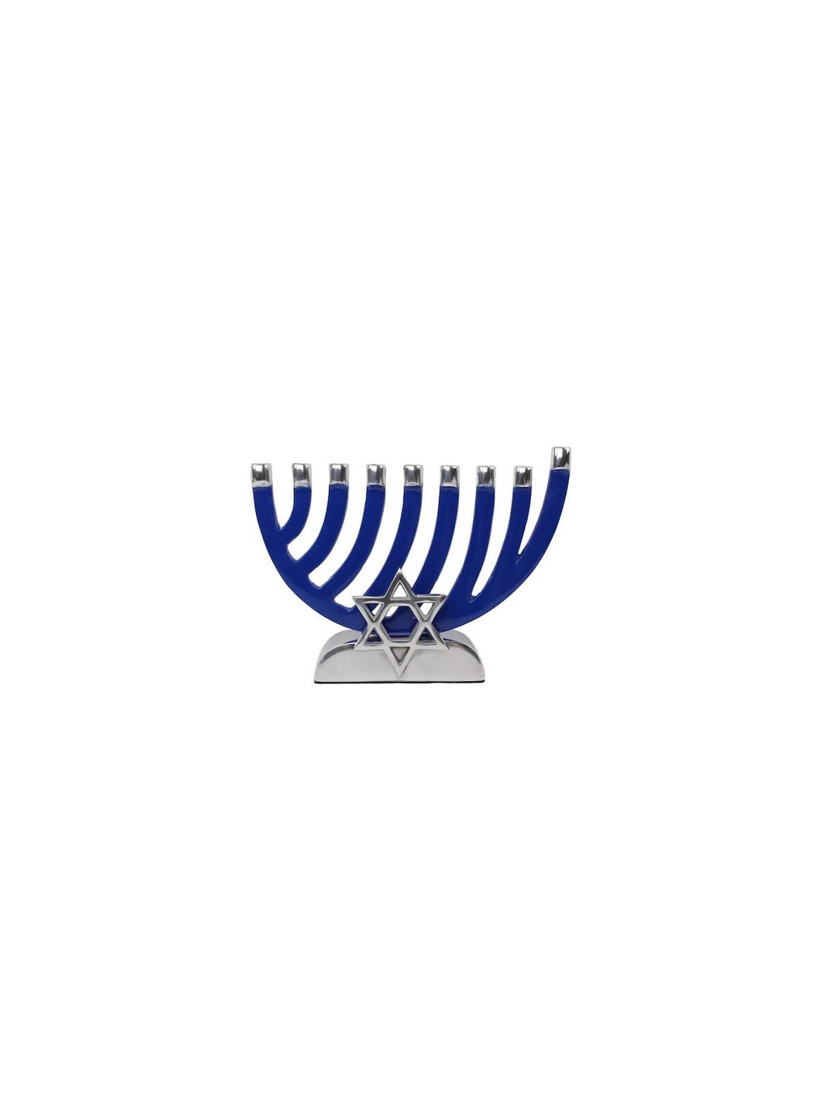 חנוכיית נר מתכת מלוטשת עם מגן דוד | חנוכה | יוּדָאִיקָה